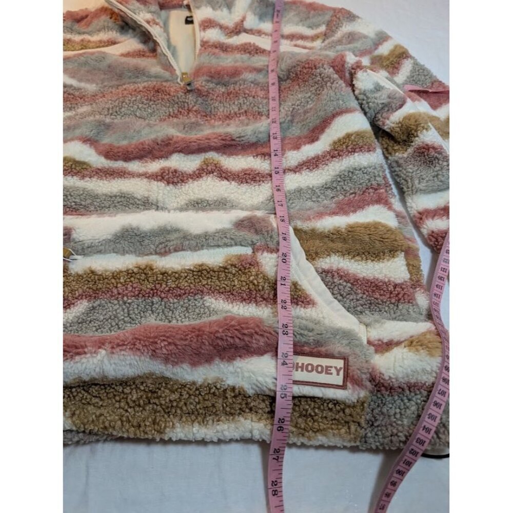 Hooey women's size small super cozy sherpa pull over pink tan white pockets - Picture 9 of 12